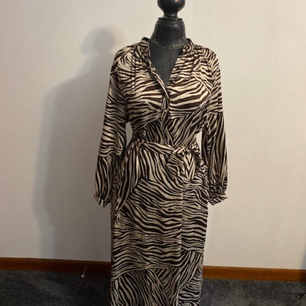 H & M Satin Zebra Print Dress, size 0